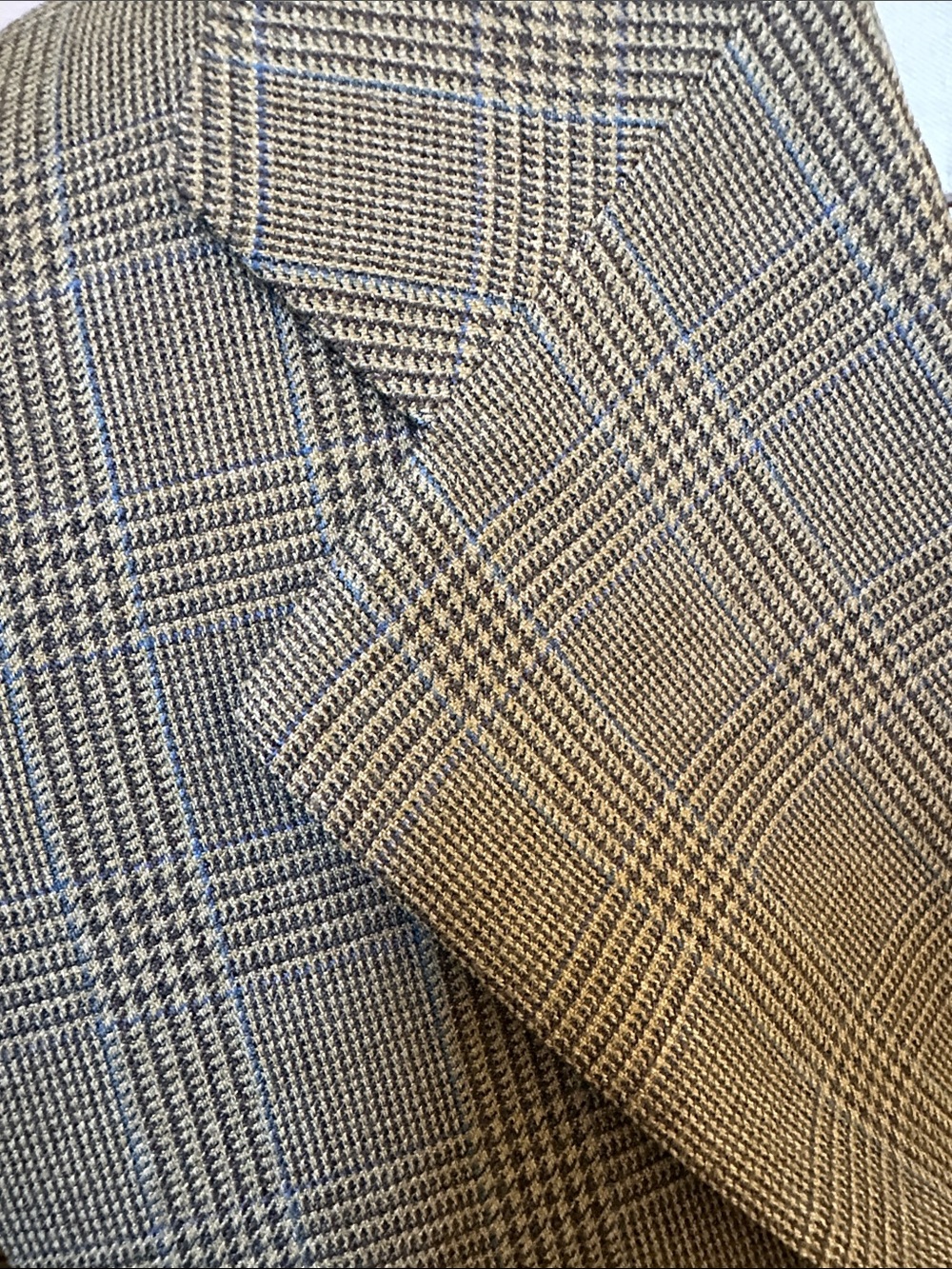 Luciano Barbera Brown Glen Plaid Blue Windowpane Men’s Sports Coat Size 42 L